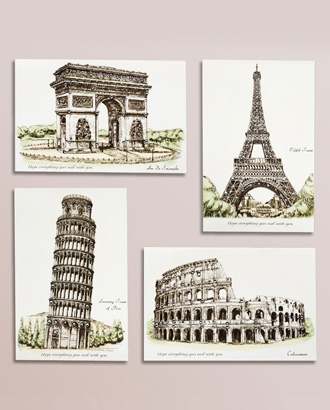 Handmade Rhinestone Greeting cards<br>Europe Attractions